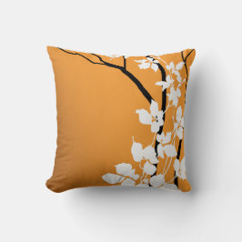 Bella Cherry-Blommar| Vitaktig orange Kudde