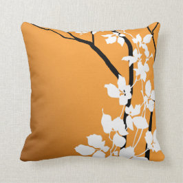 Bella Cherry-Blommar| Vitaktig orange Kudde