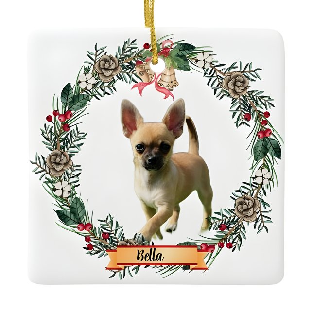 Bella Chihuahua Dog Photo Personalized Ceramic  Julgransprydnad Keramik (Skapare uppladdad)