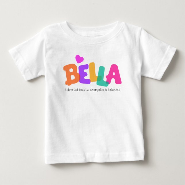 Bella namn betyder flickor bubble brev kläder t shirt (Framsida)