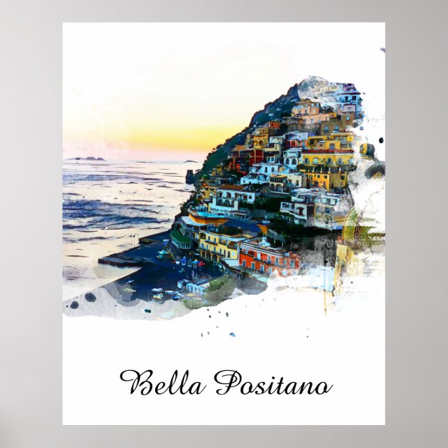 *~* Bella Positano Italy AP12 Italien Amalfi Kuste Poster (Framsidan)