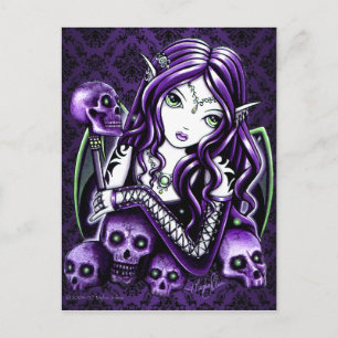 ’Belladonna’ gotiic Lila Skull Fairy Postcard Vykort