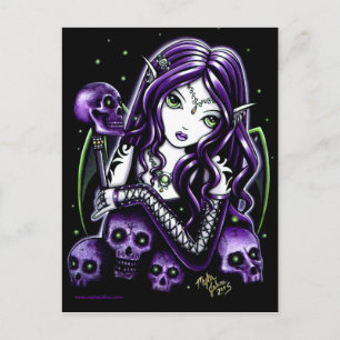 Belladonna Lila Döskallar Älva Postcard Vykort