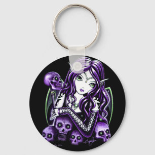 Belladonna Lila Skull Fairy Keychain Nyckelring