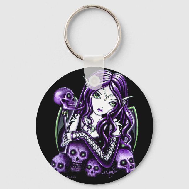 Belladonna Lila Skull Fairy Keychain Nyckelring (Framsida)