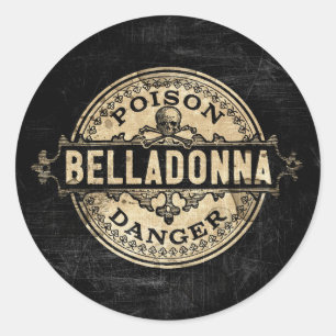 Belladonna Vintage Stil Poison Label Runt Klistermärke