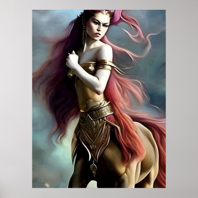 Belladria - AI Fantasy Digital Art Print Centaur Poster (Framsidan)