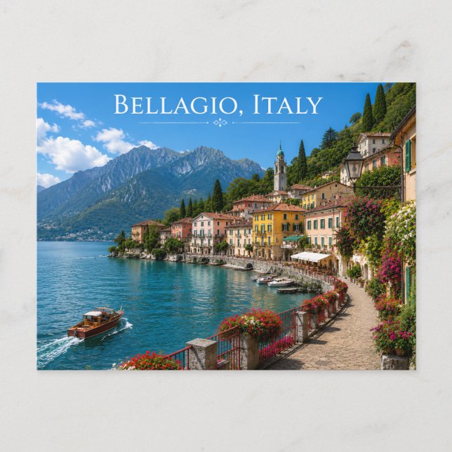 Bellagio Italien Lake Como Scenisk Vykort (Framsida)