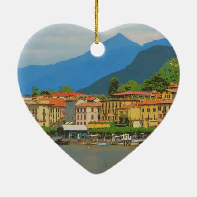 Bellagio Italien Poster Julgransprydnad Keramik (Baksidan)
