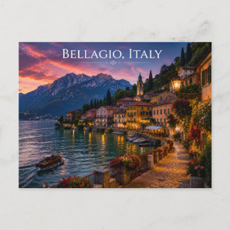 Bellagio Italien Solnedgång Lake Como Resa Vykort