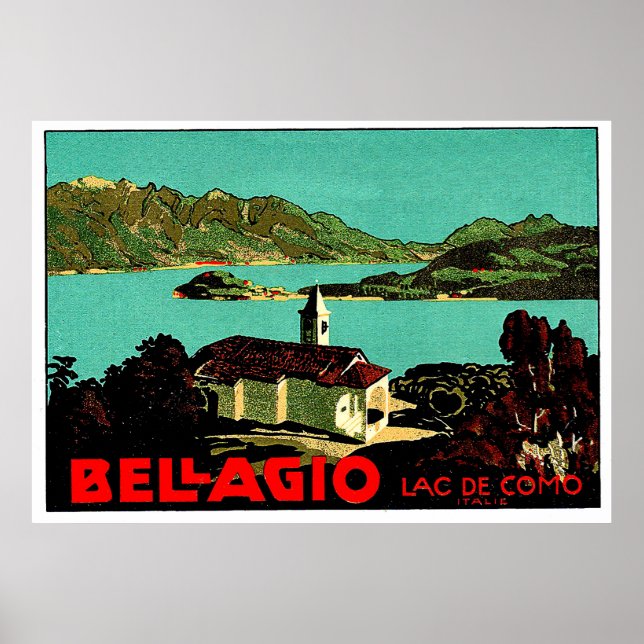 Bellagio-landskapet, Como sjö, Lombardiet, Italien Poster (Framsidan)