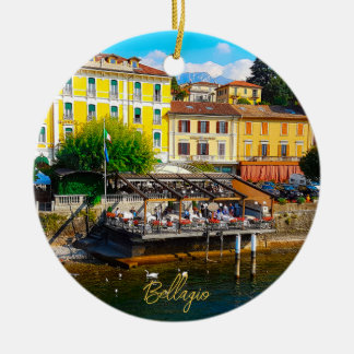 Bellagio Lombardiet Comosjön Italien Strandpromena Julgransprydnad Keramik
