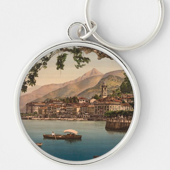Bellagio mig, sjö Como, Lombardy, italien Rund Silverfärgad Nyckelring (Framsidan)