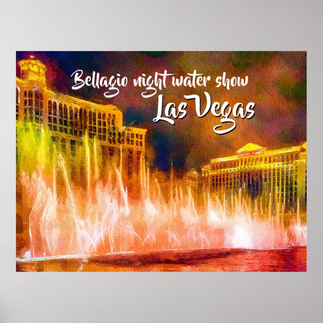 Bellagio night vatten show Las Vegas Poster (Framsidan)