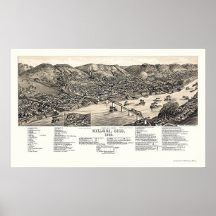 Bellaire, OH Panoramic Karta - 1882 Poster