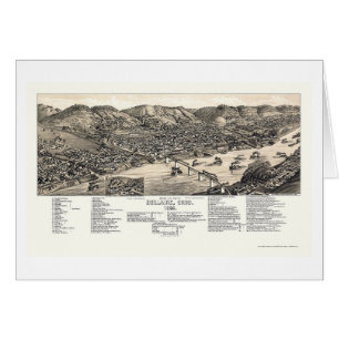 Bellaire panorama- karta för OH - 1882 Hälsningskort