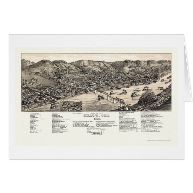 Bellaire panorama- karta för OH - 1882 Hälsningskort (Framsidan Horizontal)
