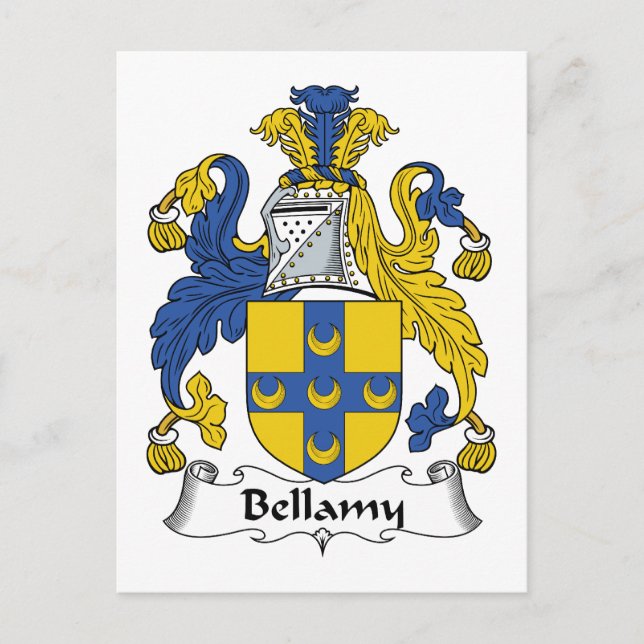 Bellamy Family Crest Vykort (Framsida)