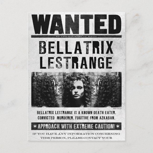Bellatrix Leodd Wanted Poster Vykort (Framsida)