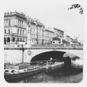 Belle-Alliance-bron, Berlin, c.1910 Fyrkantigt Klistermärke