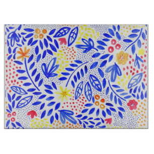 Belle Blommigt Glass Chopping Board