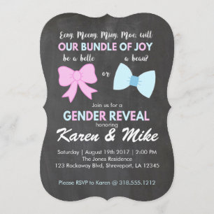 Belle- eller Beau Gender Reveal-inbjudningar Inbjudningar