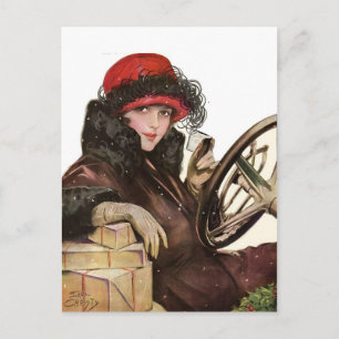 Belle, en julshopping i vintage dam helg vykort