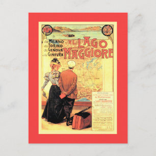 Belle époque 1899 Italienska järnvägsaffisch Vykort