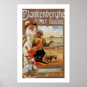 Belle epoque sommarstrand Blankenberge Poster
