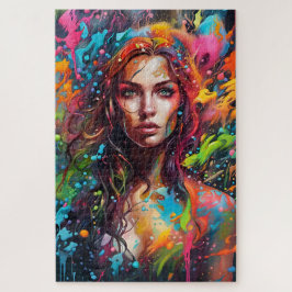 Belle femme en peinture pussel