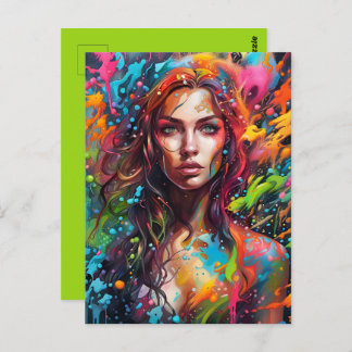 Belle femme en peinture vykort