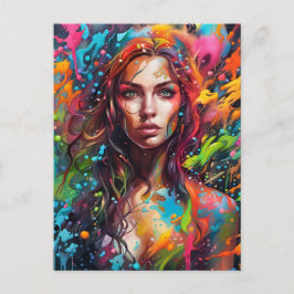 Belle femme en peinture vykort
