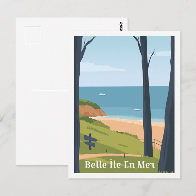 Belle ile en mer Frankrike Resa Plats Illustration Vykort (Fram/baksida)