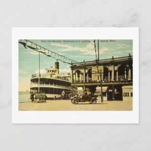 Belle Isle-ångbåt, Woodward Ave. landning, Detroit Vykort