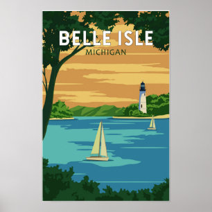 Belle Isle Park Michigan Resa Vintage Konst Poster