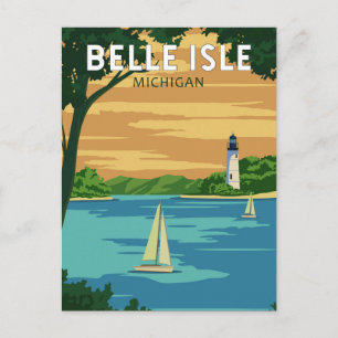 Belle Isle Park Michigan Resor Klassisk Konst Vykort