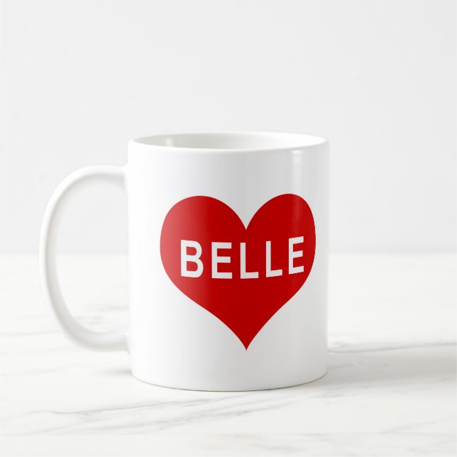BELLE NAME Röda Kärlekshjärta Kaffemugg (Vänster)