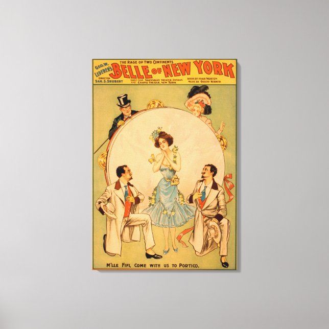 "Belle of New York" Musical Theater Poster Canvastryck (Framsida)