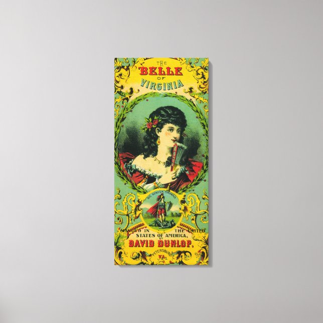 Belle of Virginia Tobacco LabelPetersburg, VA Canvastryck (Framsida)