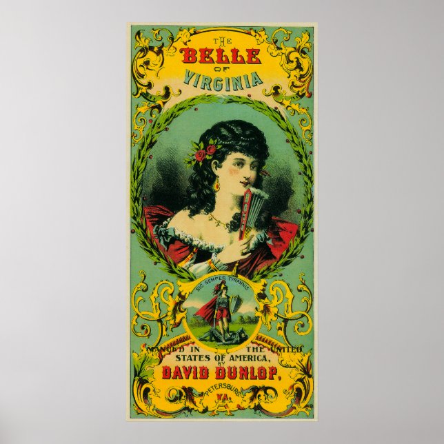 Belle of Virginia Tobacco LabelPetersburg, VA Poster (Framsidan)