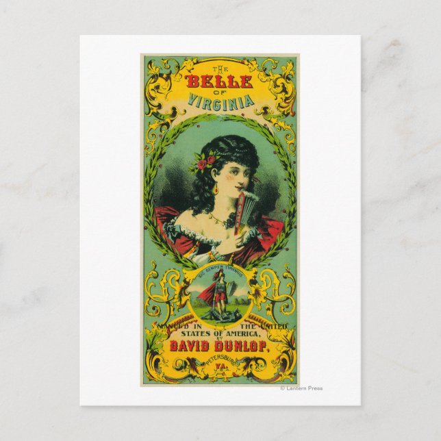 Belle of Virginia Tobacco LabelPetersburg, VA Vykort (Framsida)