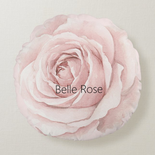 Belle Rose Vacker Rosa Blomma Rund Kudde (Framsidan)