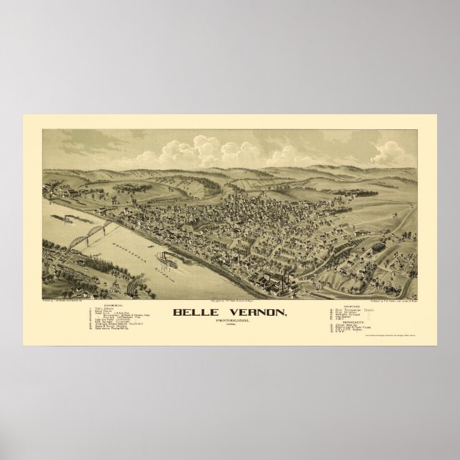 Belle Vernon, PA Panoramic Karta - 1902 Poster (Framsidan)