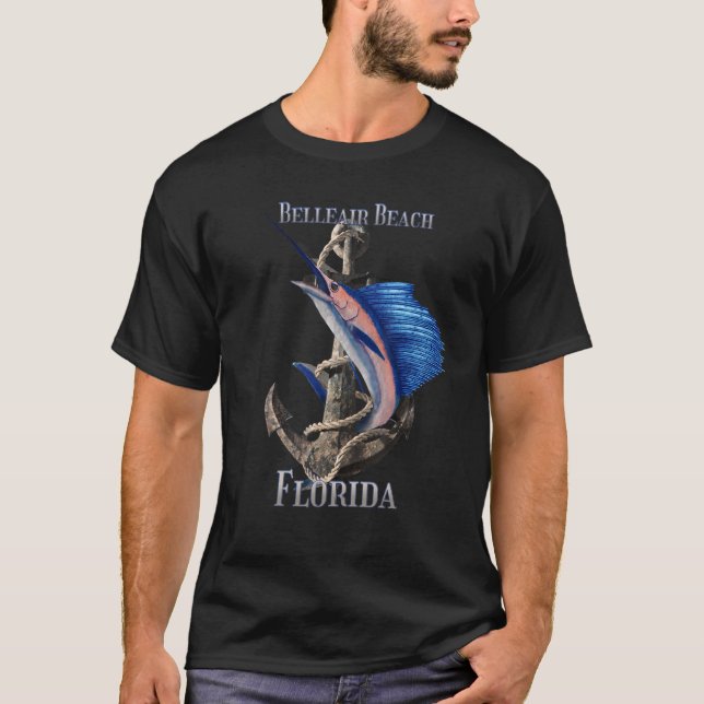 Belleair Beach Florida Swordfish Marlin Ocean Fish T Shirt (Framsida)