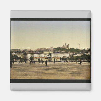 Bellecour Ställe, Lyon, Frankrike vintage Photochr Magnet