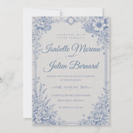 Bellefontaine – French Blue Linen Wedding Inbjudningar