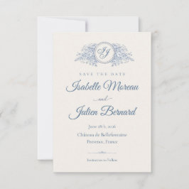 Bellefontaine — French Blue Wedding Save the Date Spara Datumet