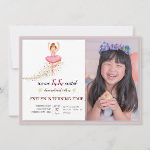 Bellerina Dancer Rosa Blommigt Ballet födelsedag Inbjudningar