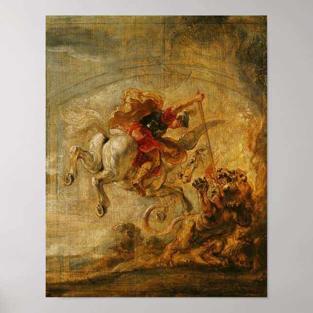 Bellerophon Riding Pegasus Fighting the Chimaera Poster (Framsidan)
