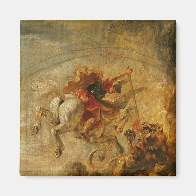 Bellerophon Riding Pegasus Fighting the Chimera Magnet (Framsidan)